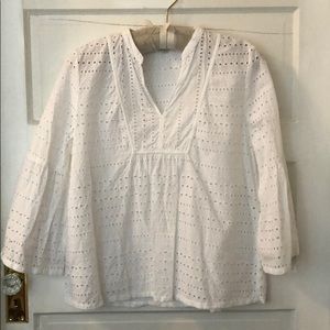 Gorgeous Loft White Eyelet Blouse Large